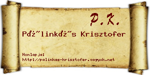 Pálinkás Krisztofer névjegykártya